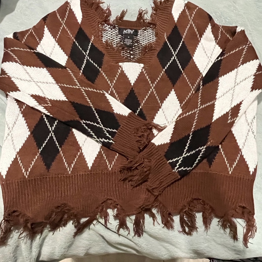 Brown argyle sweater